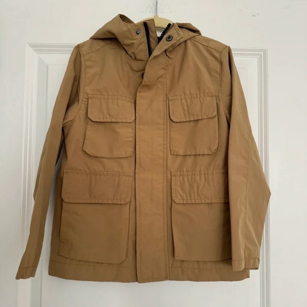 NEW Old Navy boys taupe tan hooded cargo style jacket parka coat size 5 years